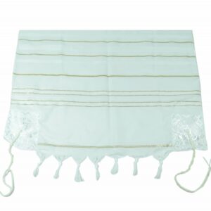 Tallit / Prayer Shawl - Acrylic White and Gold Stripes - Deep Calls To Deep